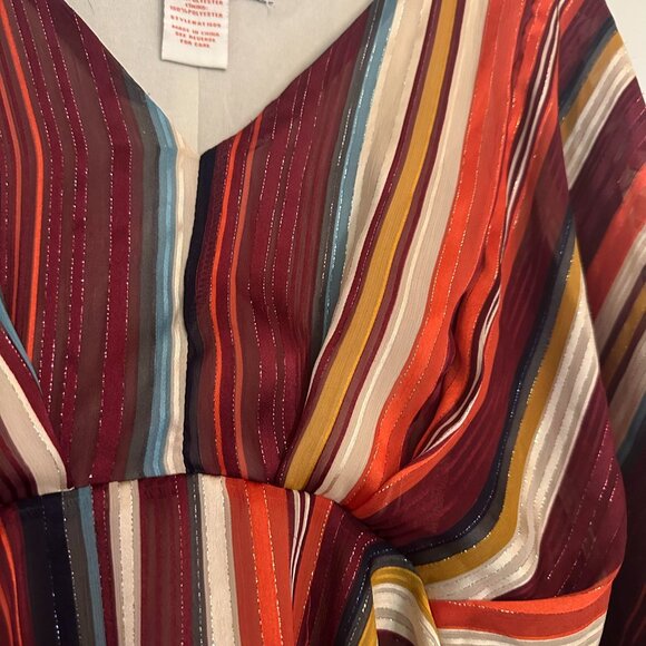 A. Calin Flying Tomato Kimono Striped Blouse Boho Chic Top - Medium - Picture 3 of 5